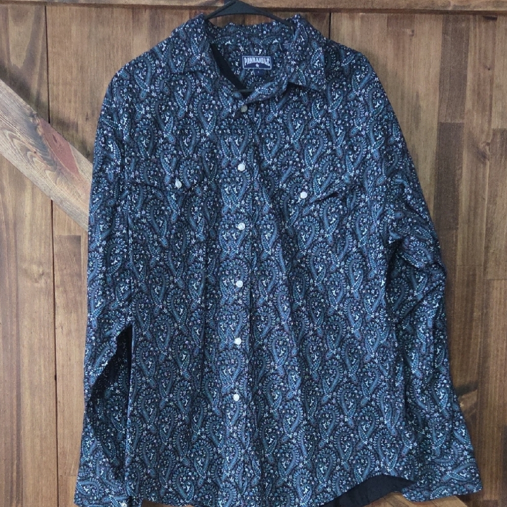 Panhandle Slim Black and Blue Paisley Shirt